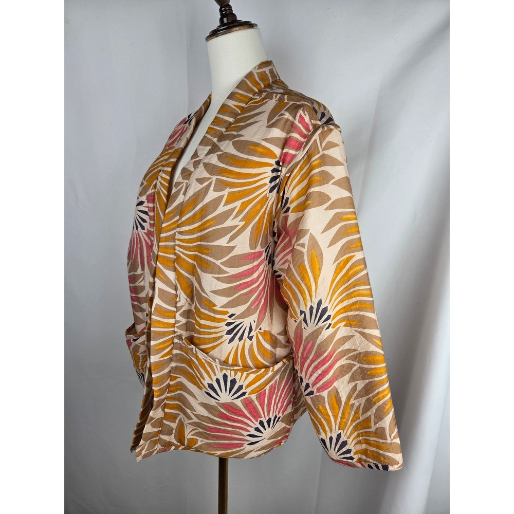 Easy Clothes Mirabelle Jacket S/M Multicolor Floral Fan Print Blazer Boho French - Picture 4 of 13